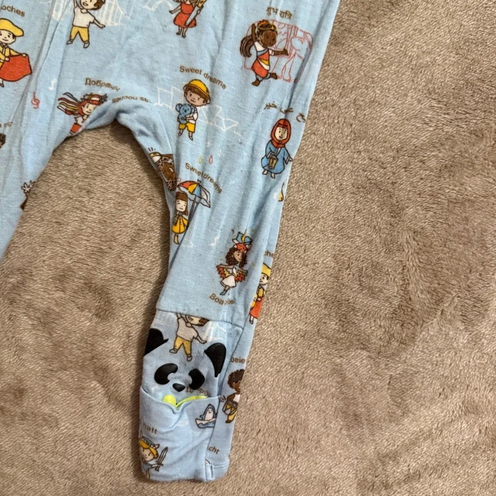 Bellabu Bear Bamboo Footie Pajamas 0-3M Global Goodnight Blue Two-Way Zip